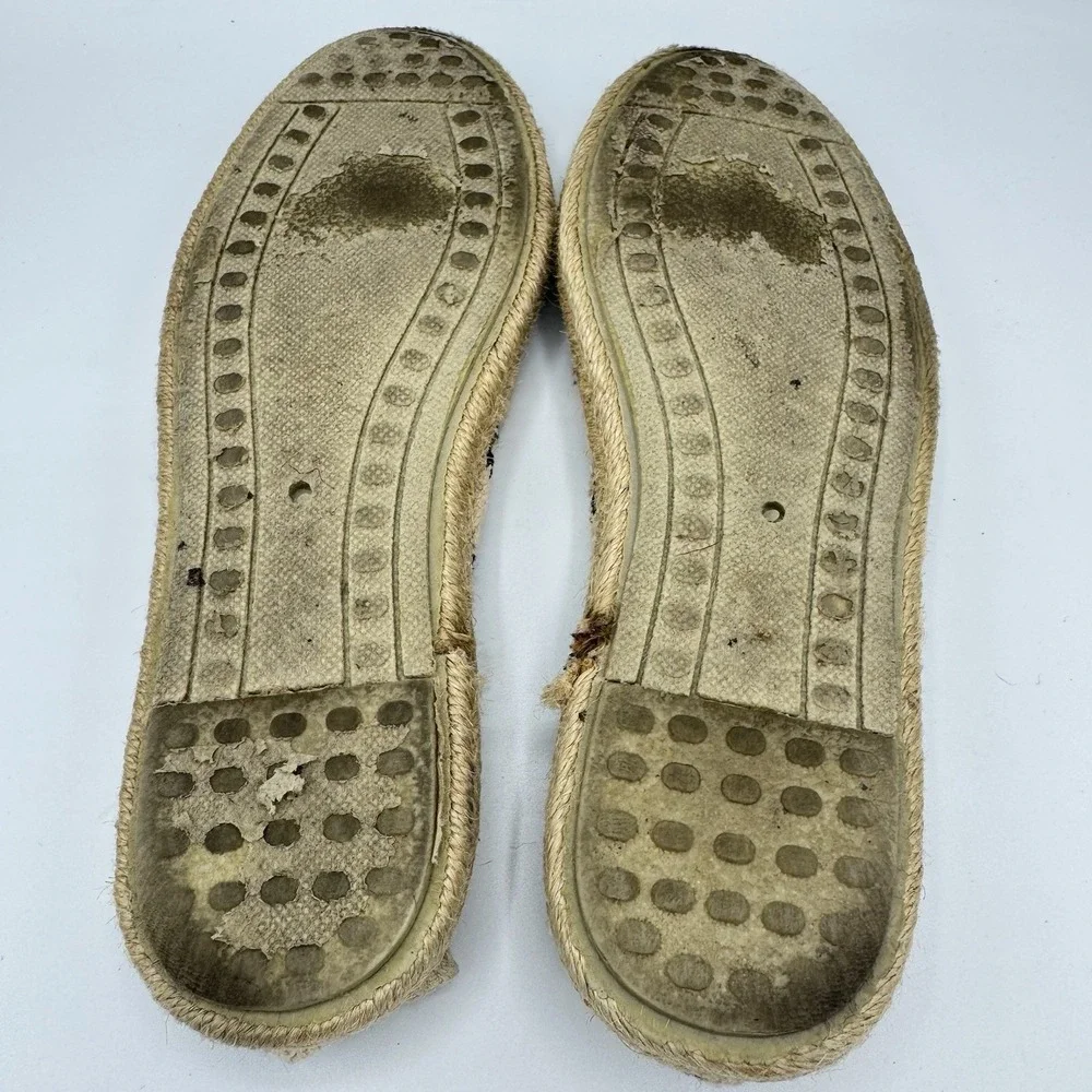 Rocket Dog Crochet Espadrille Flats Womens 7.5 Cream Black Slip On Boho Shoes